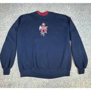 Vtg 90s Y2K Songbird Crewneck‎ Sweatshirt Womens 1XL Blue Embroidery